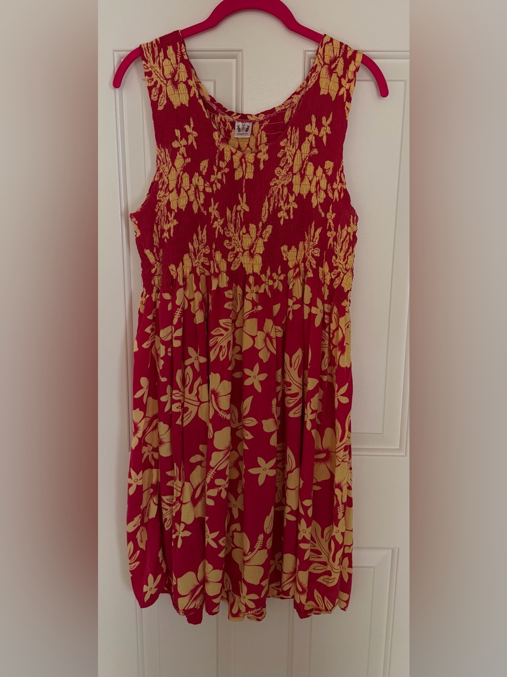 Red and Yellow Floral Smocked Sundress
